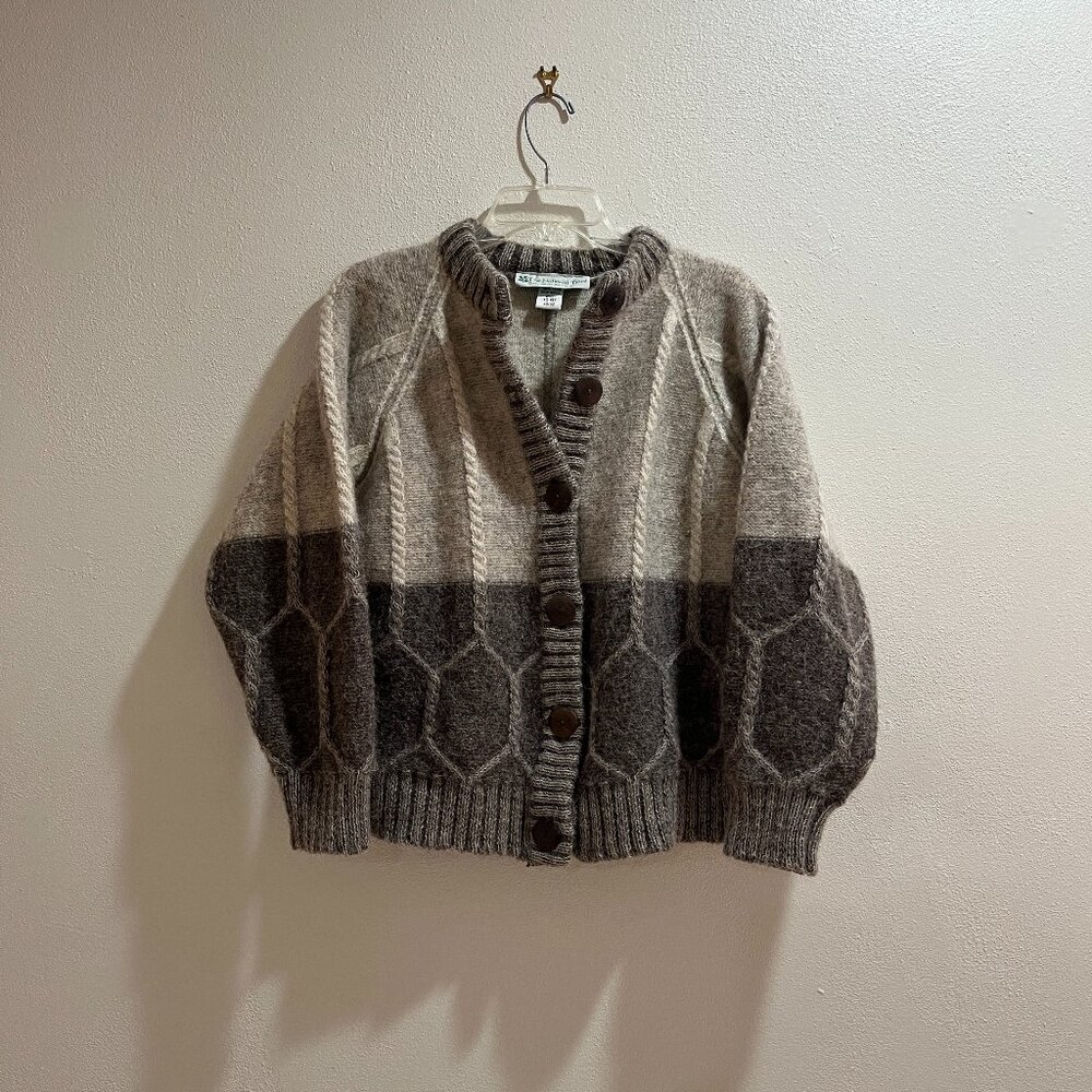 THE NATIONAL TRUST Women's Taupe/Gray Wool Button-Up Cardigan Sweater - Size M/L